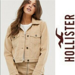Vintage Hollister Corduroy Crop Khaki Button Up Jacket L y2k